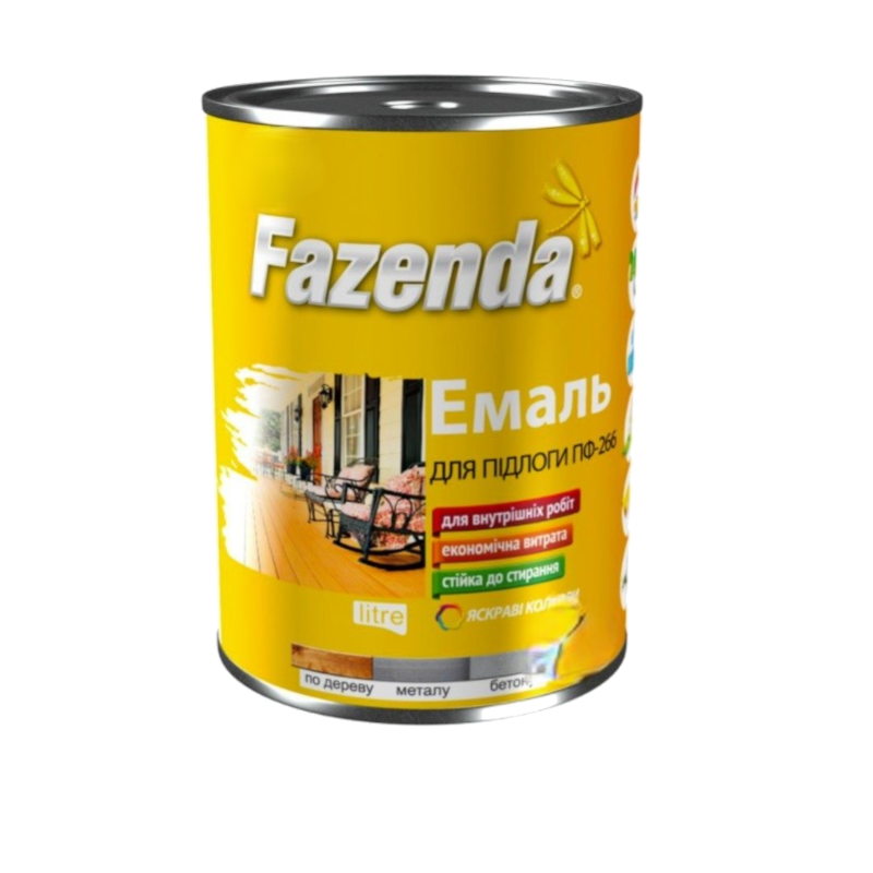 Емаль алкідна FAZENDA ПФ-266, глянець червоно-коричневий, 0,9кг
